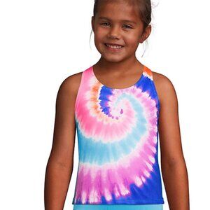 🆕 Land's End Girls Rainbow Tank Swim Top Multi-Color Tie Dye SZ 4 Bathing Top